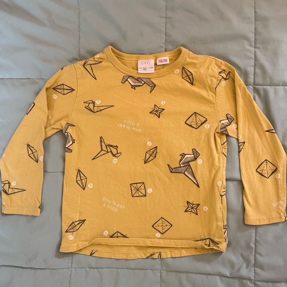 Zara Yellow Origami Print Kids Shirt